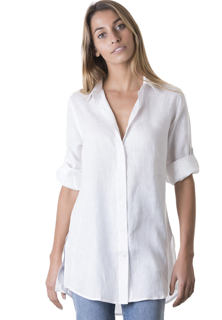 Gaia White Relaxed Linen Tunic
