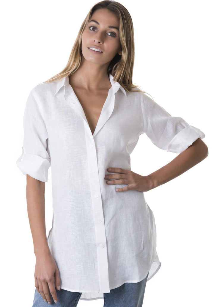 Gaia White Relaxed Linen Tunic