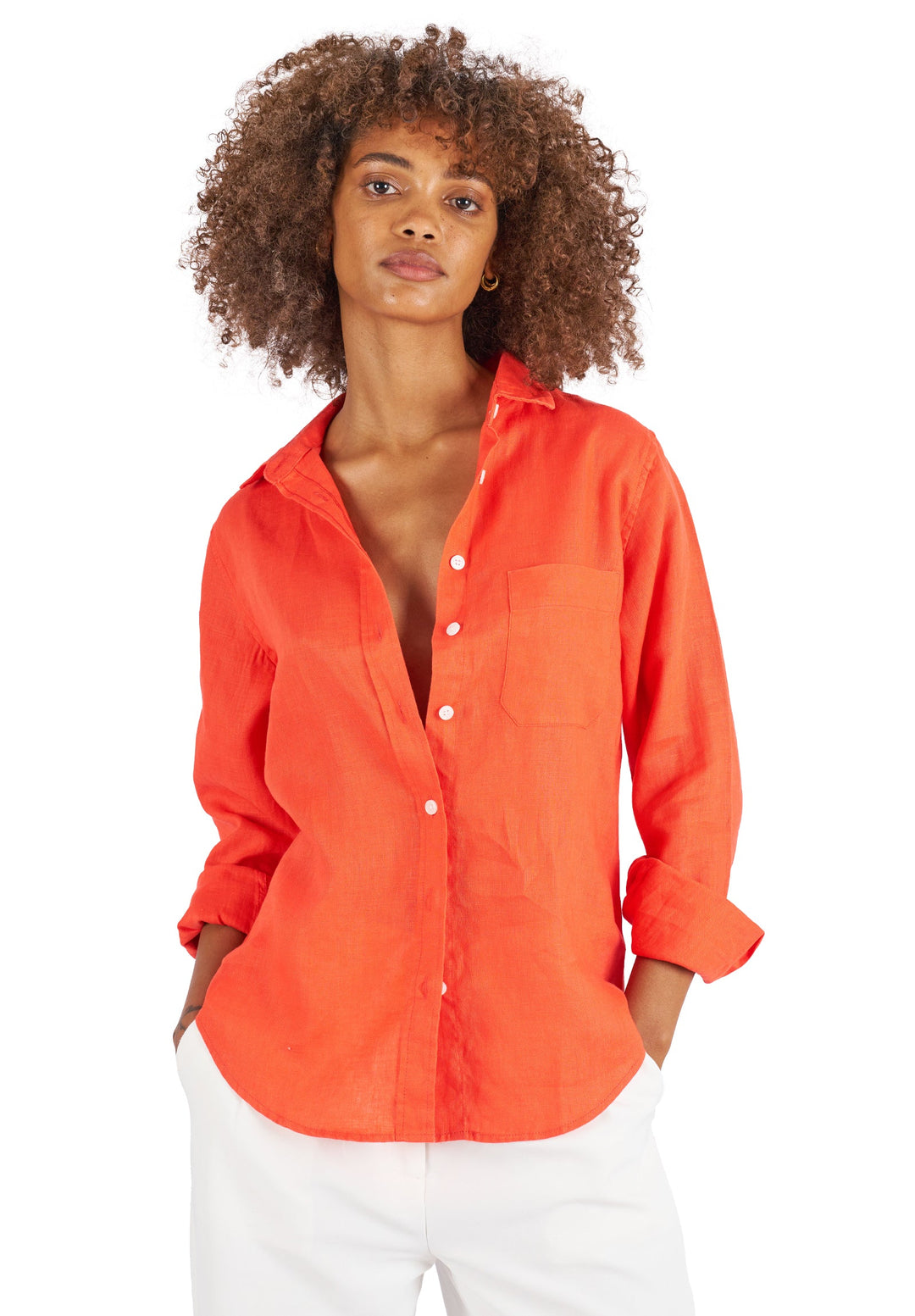 Iris Coral Linen Shirt