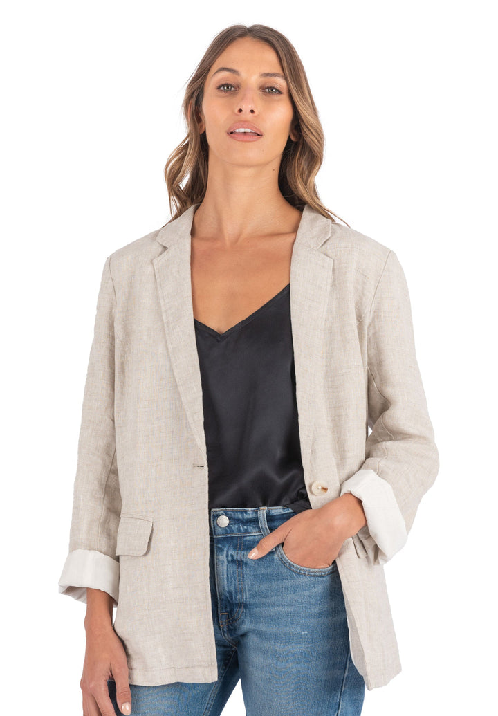 Jackie Natural Oversized Blazer in Pure Linen