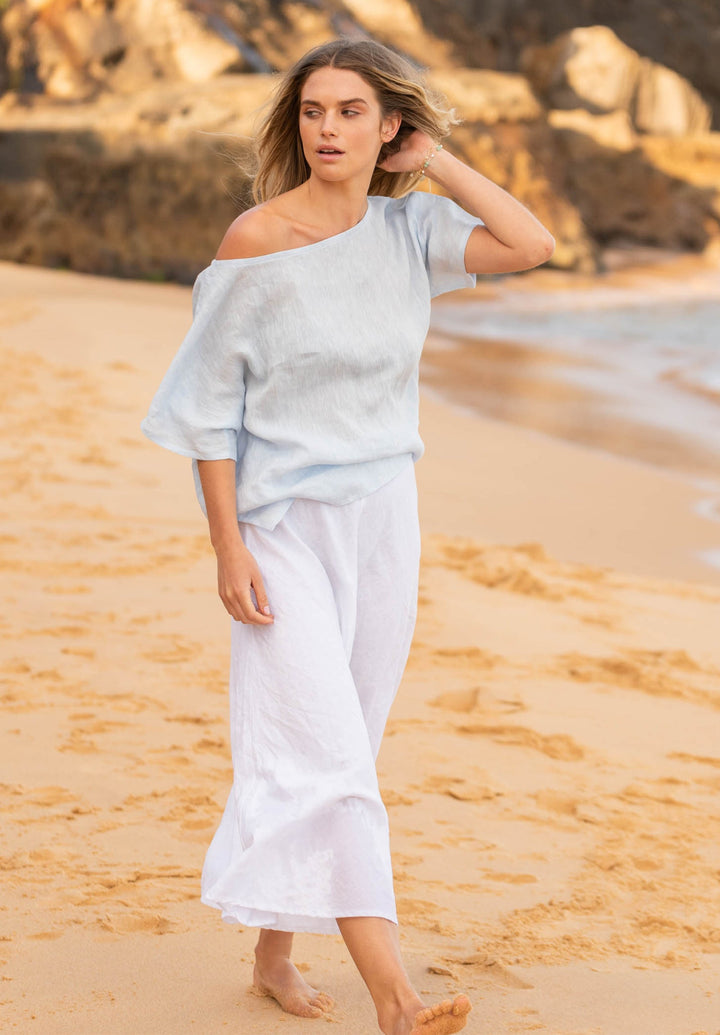 Kaori Sky, Kimono Sleeve Oversized Linen Top