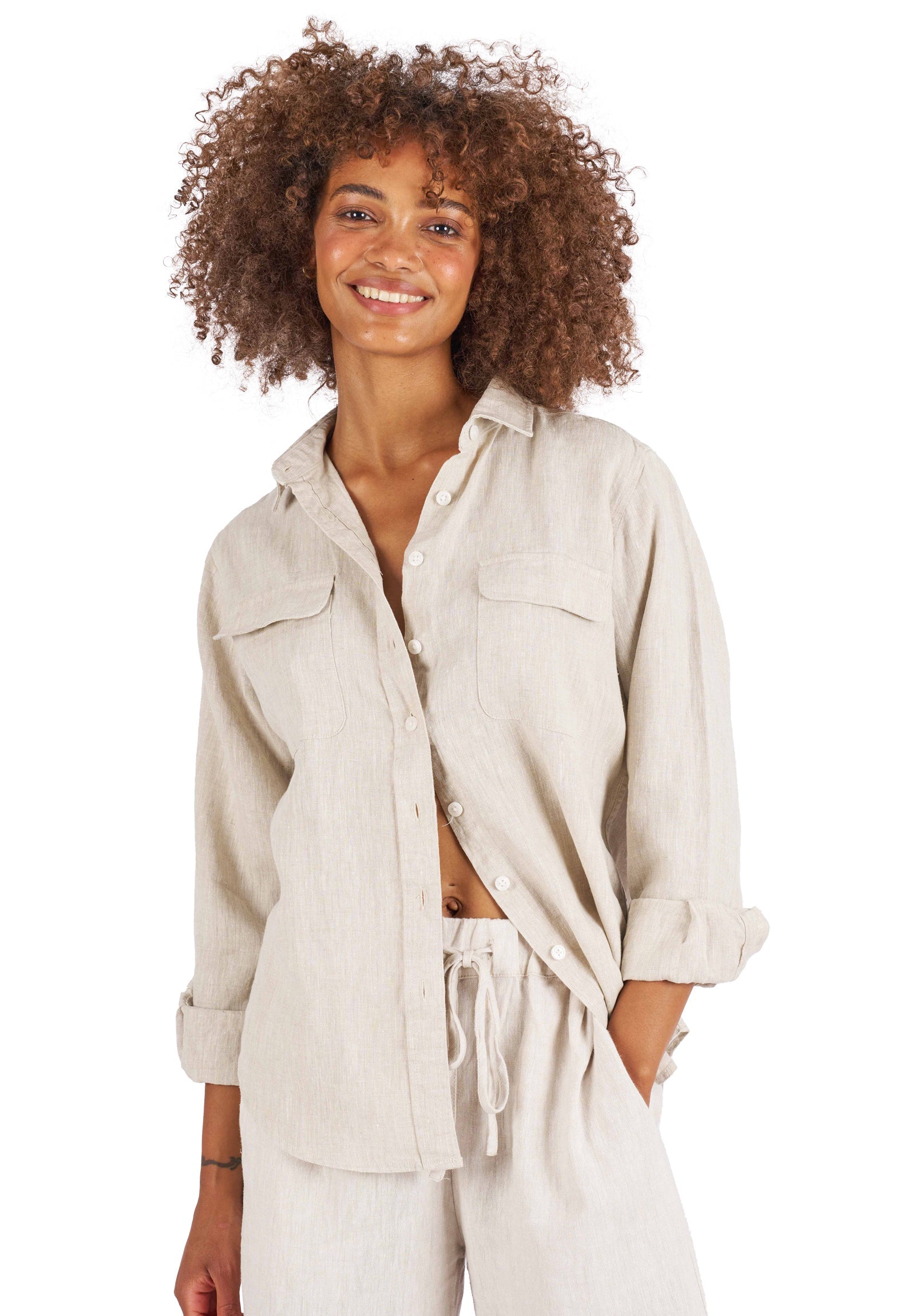 Lete-Linen Natural Classic Linen Shirt With Pockets – camixa.com