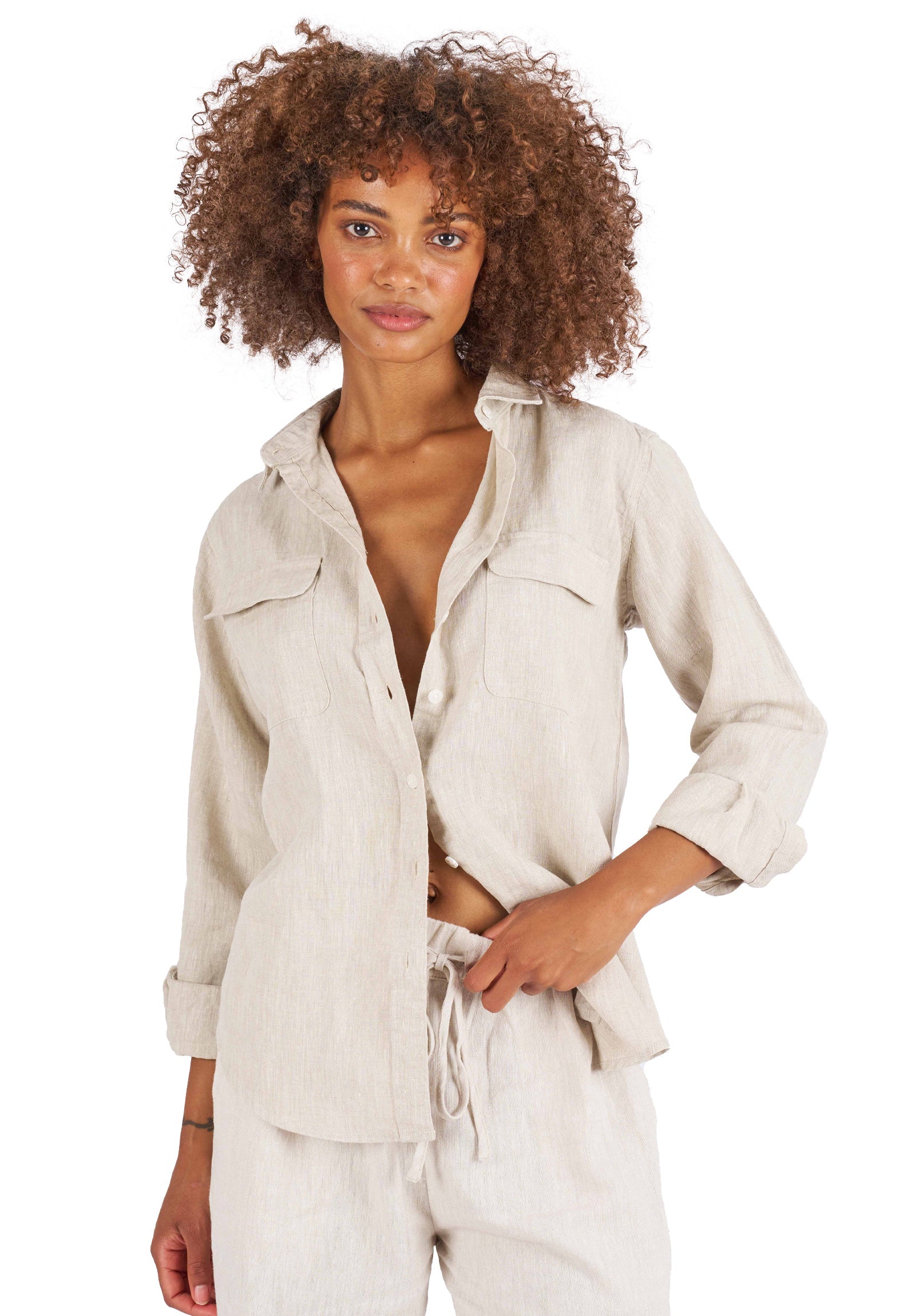 Lete-Linen Natural Classic Linen Shirt With Pockets – camixa.com