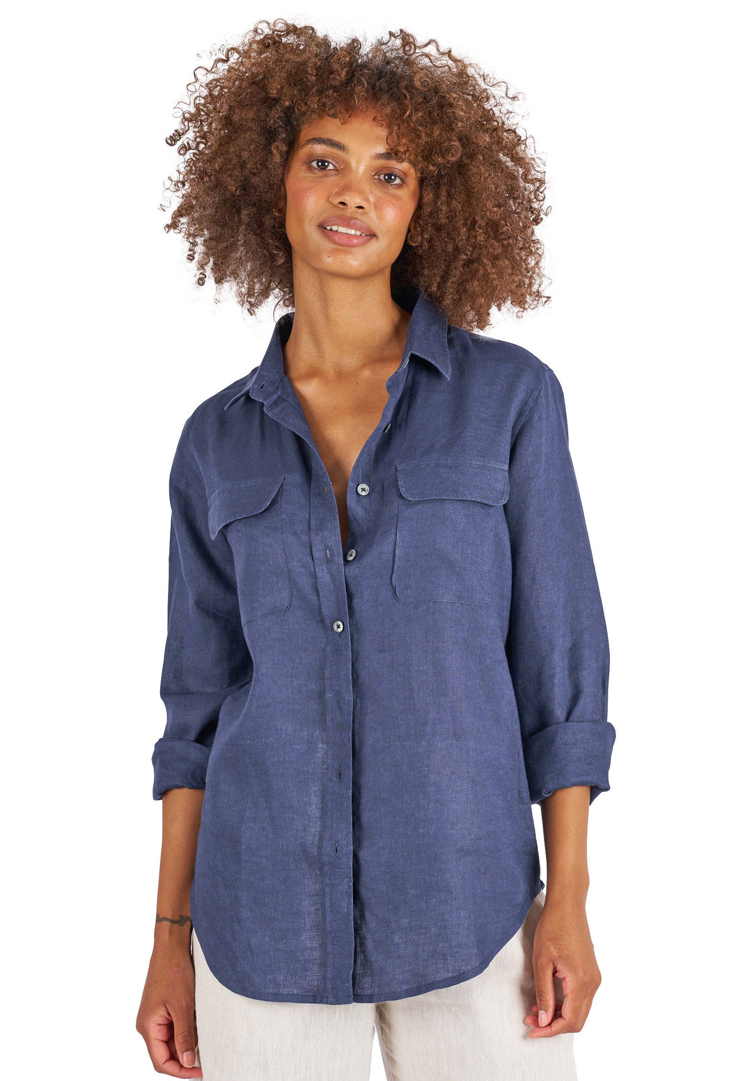Lete-Linen Navy Blue Classic Linen Shirt With Pockets camixa.com Lete-Linen Navy Blue Classic Linen Shirt With Pockets camixa.com