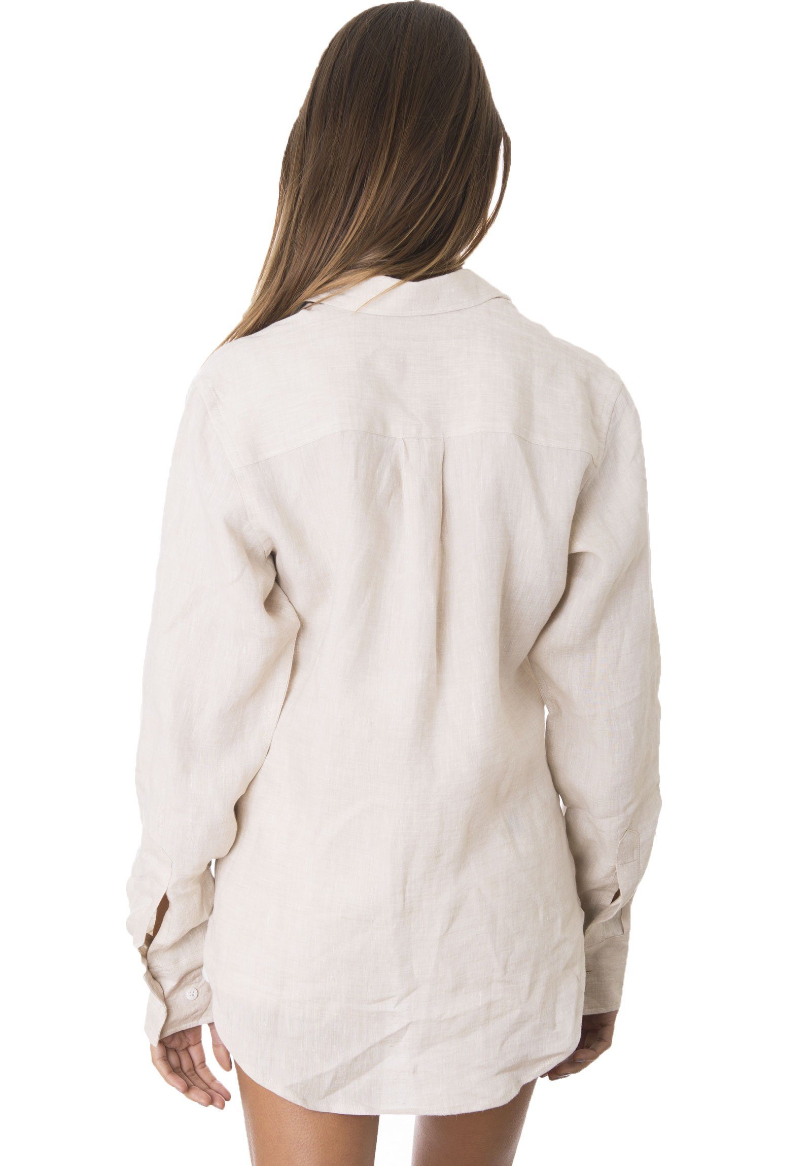 Lina Sand Melange Crushed Linen Shirt – camixa.com