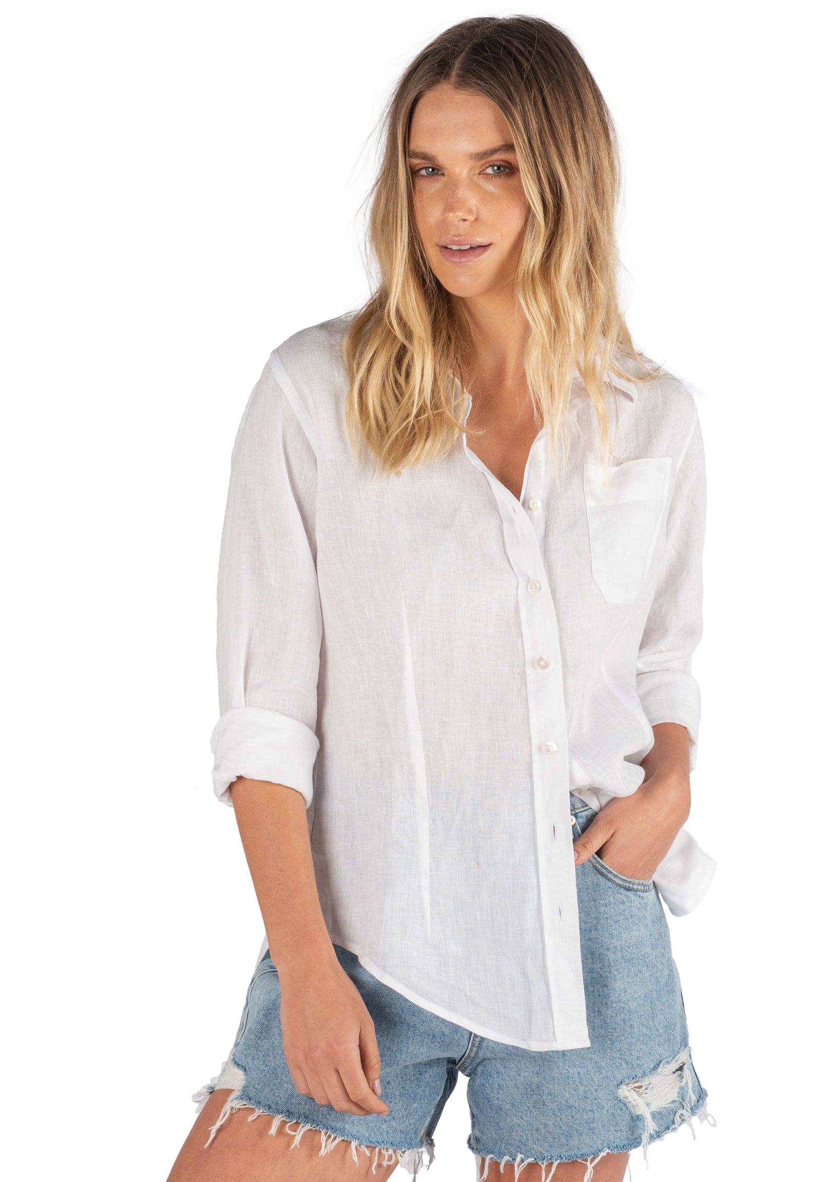Lina White, Slim-Fit Linen Shirt – CAMIXA USA