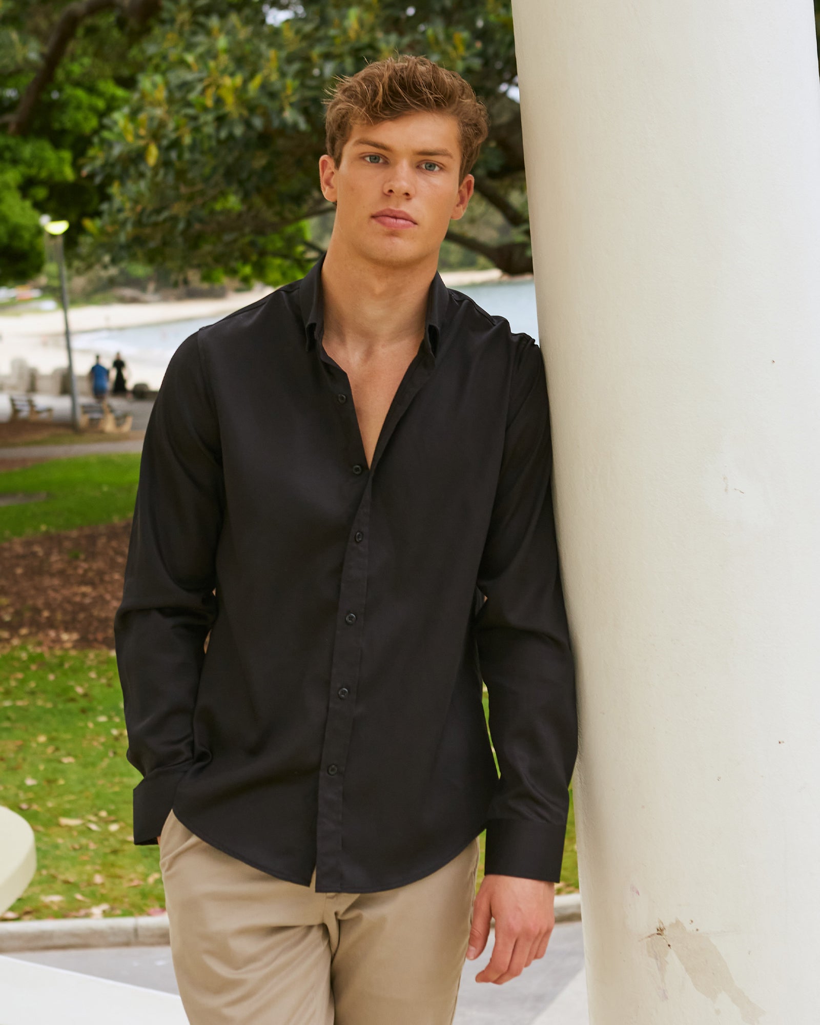 London Slim Formal Black Non Iron Cotton Shirt L Black Non Iron