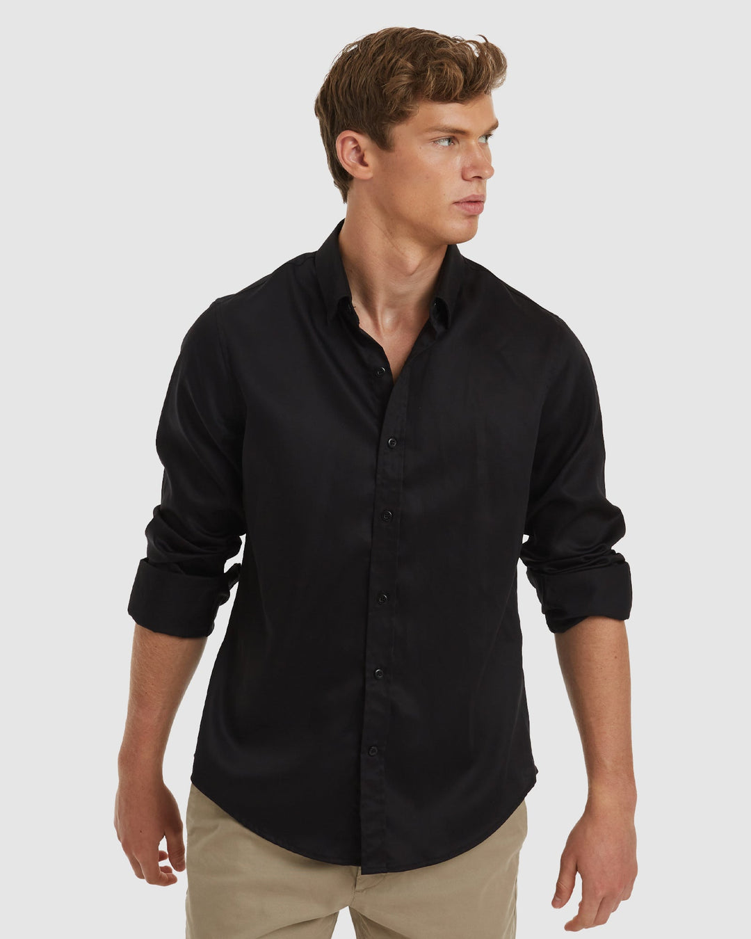 London-Slim Formal Black Non Iron Cotton Shirt –