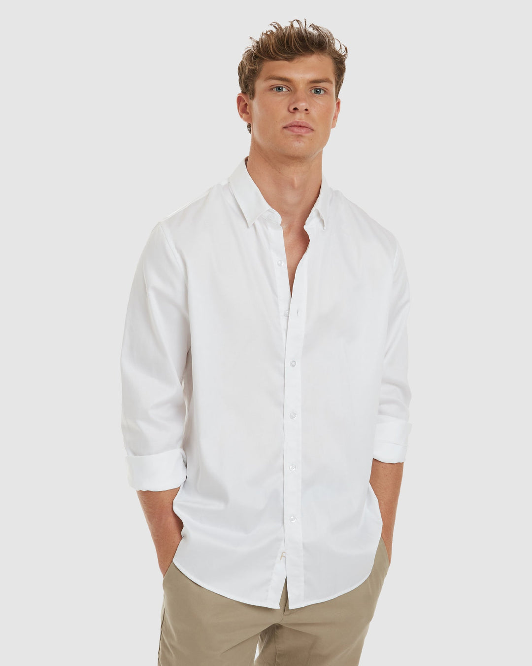 London-Casual Formal White Non Iron Cotton Shirt camixa.com London-Casual Formal White Non Iron Cotton Shirt camixa.com