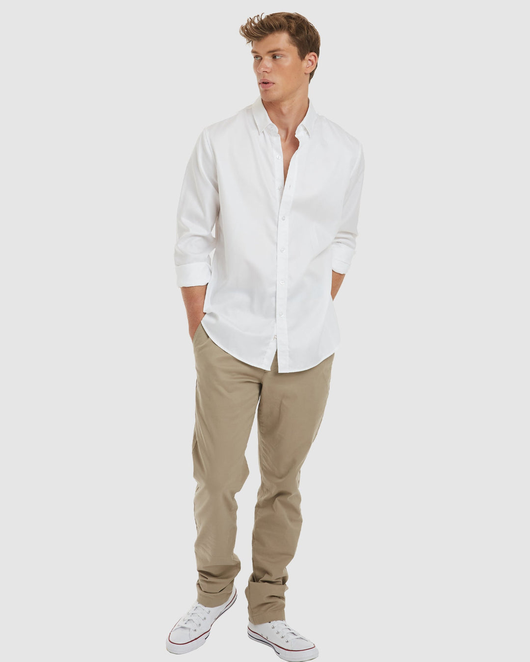 white casual dress shirt Dress Shirt in White Classic and Tailored Elegance M