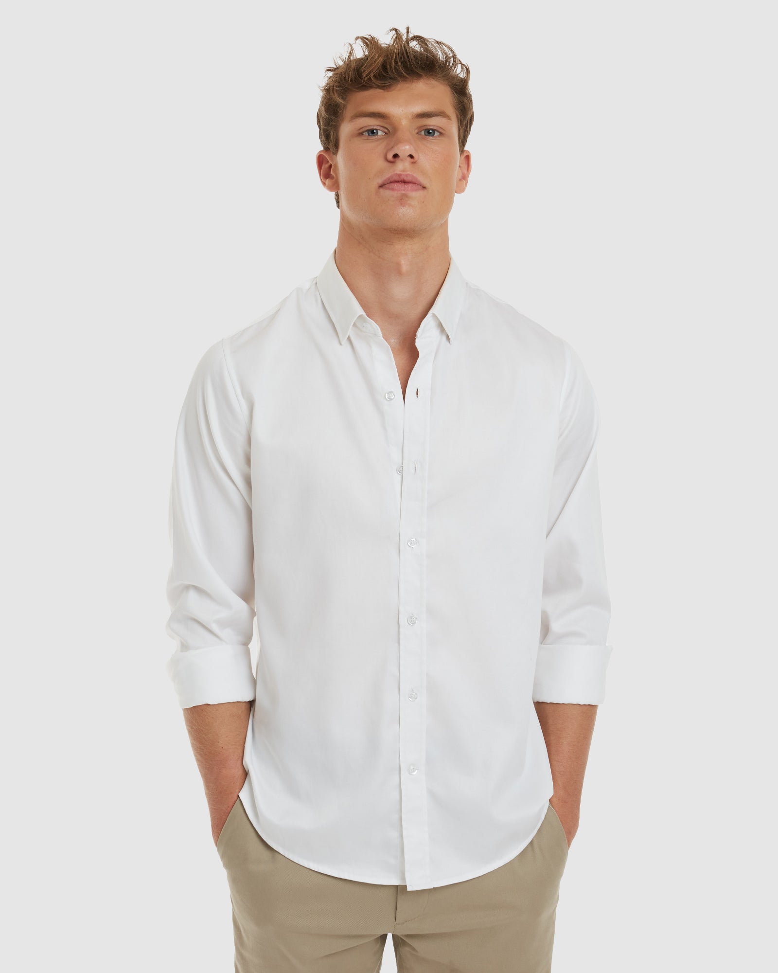 White cotton formal shirts discount