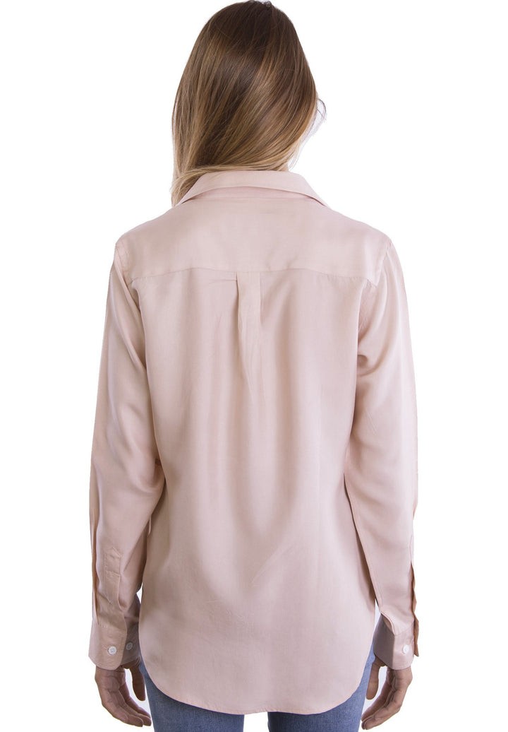 Lete Silk Blush Pink, Sand Washed Shirt with pockets