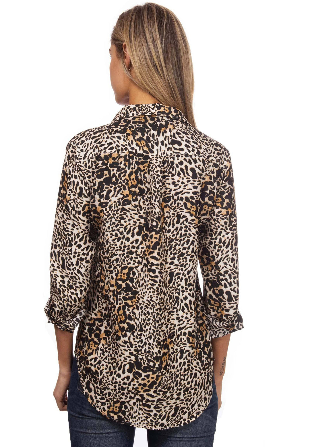 Lete Silk Leopard, Sand Washed Shirt with pockets