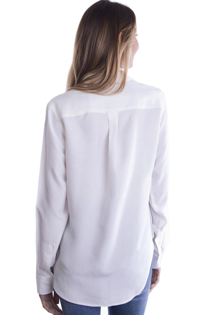 Lete Silk White, Sand Washed Shirt with pockets