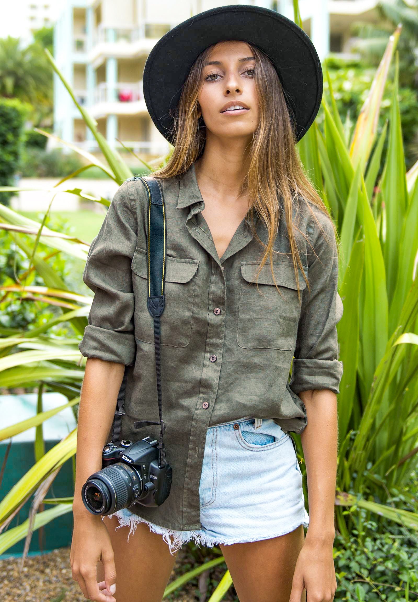 Army green deals shirt women's