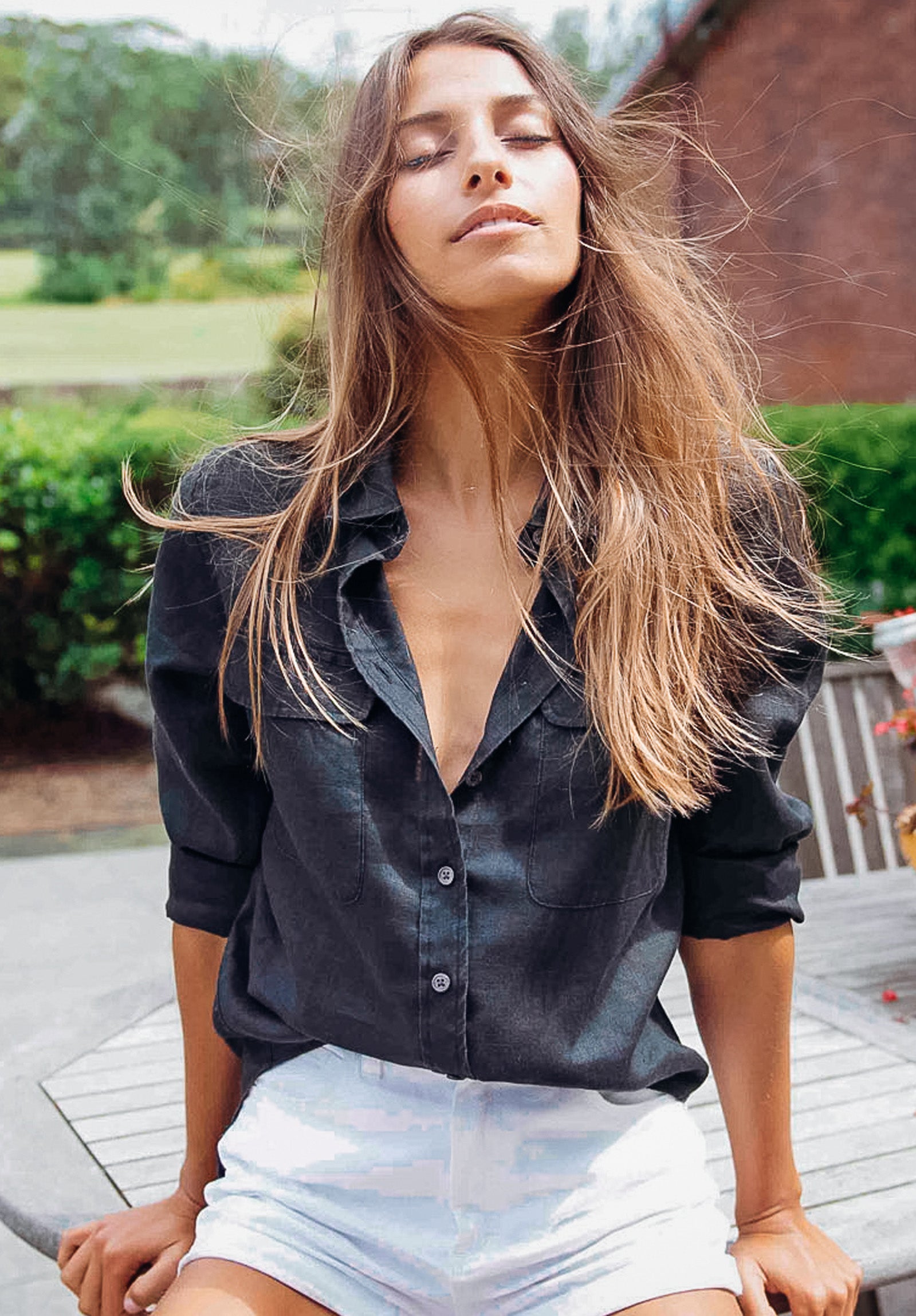 Lete-Linen Black Classic Linen Shirt With Pockets – camixa.com