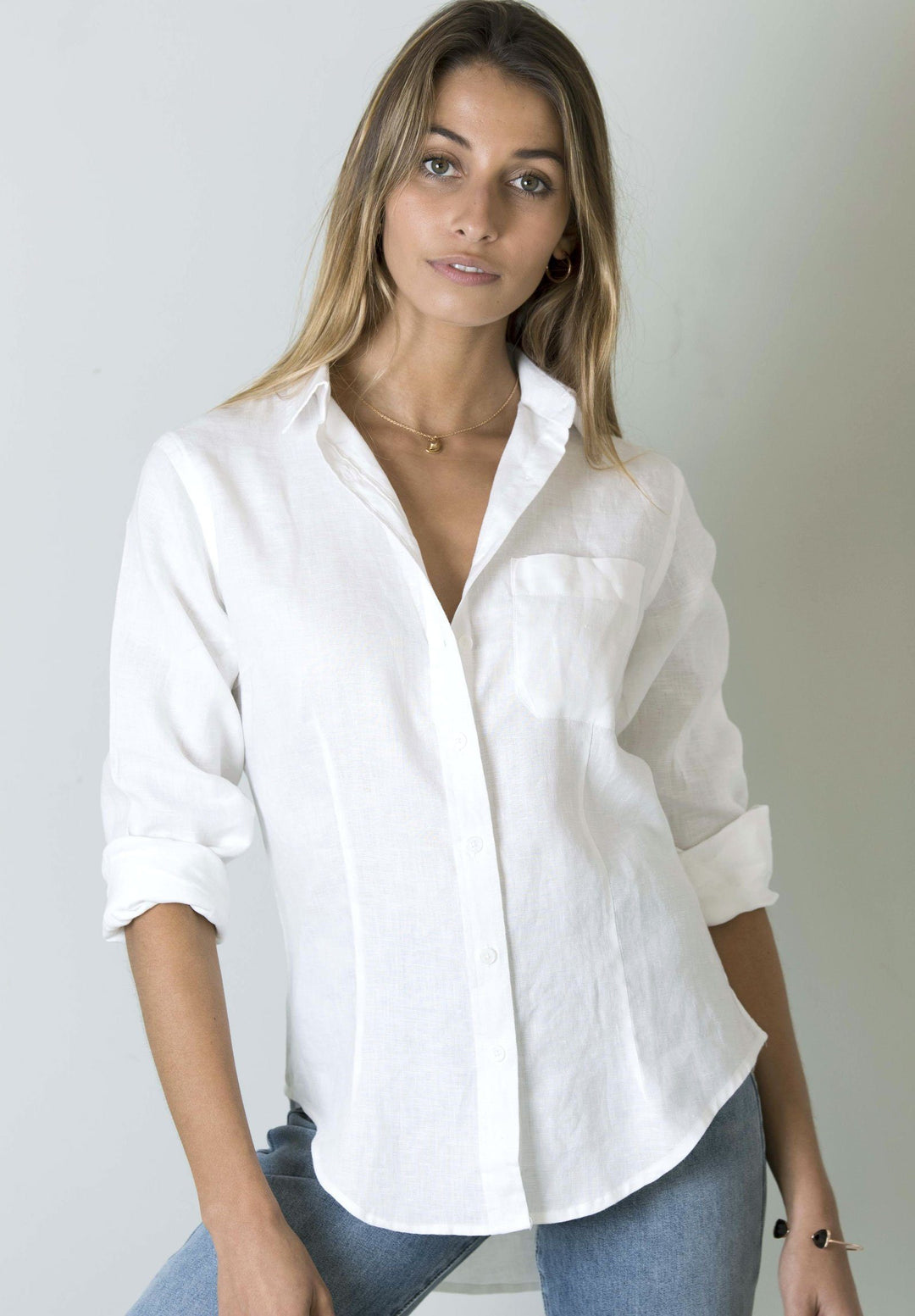 Lina White, Slim-Fit Linen Shirt