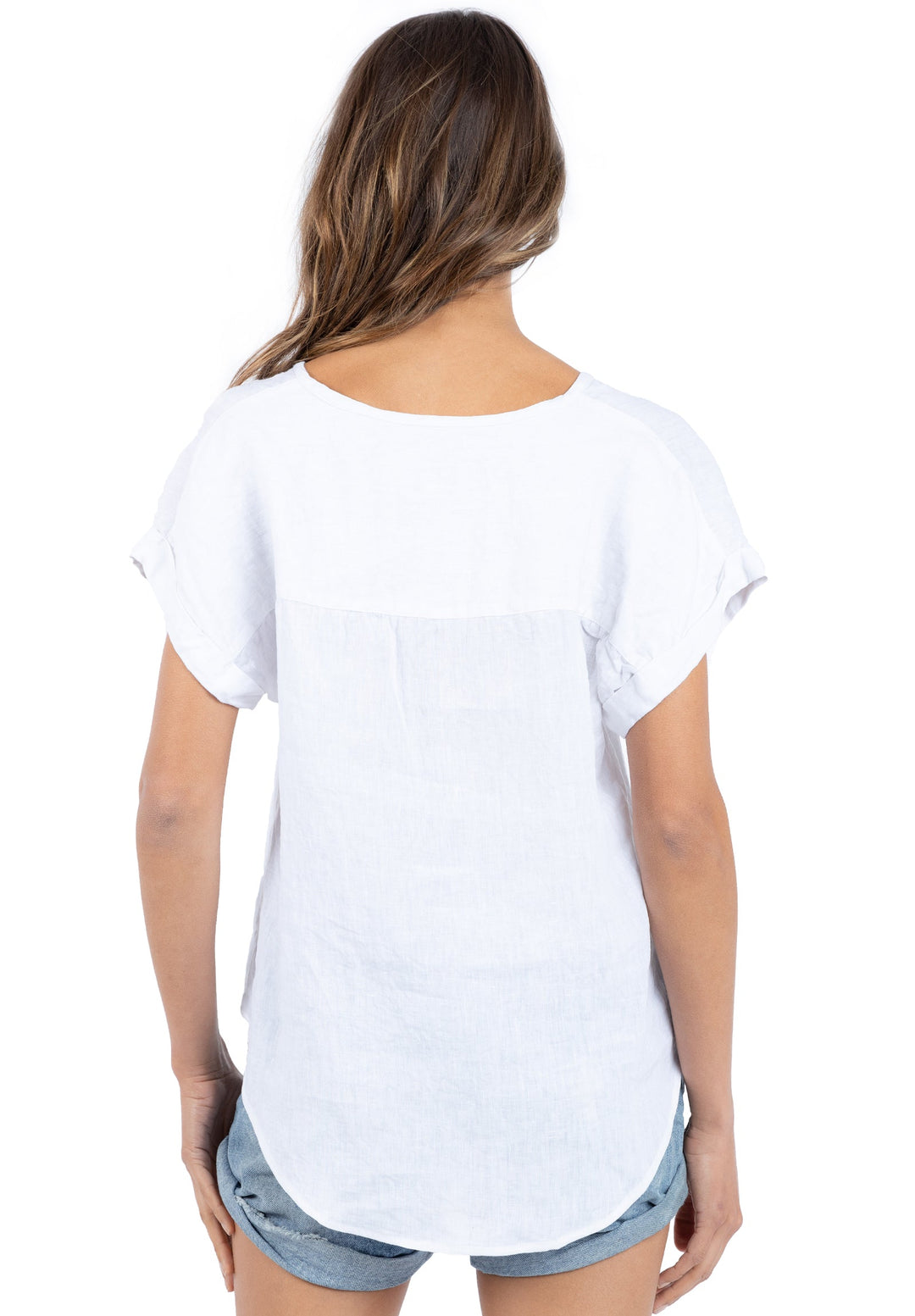Martina White Sand Washed Linen T-Shirt