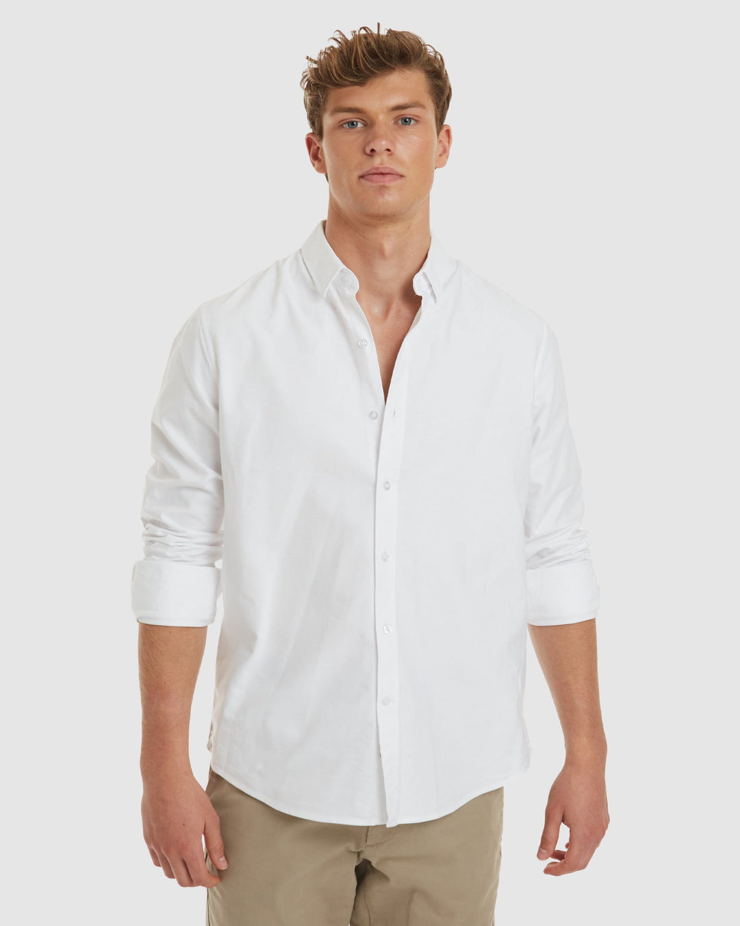 Oxford-Slim White Cotton Shirt – - Main Image