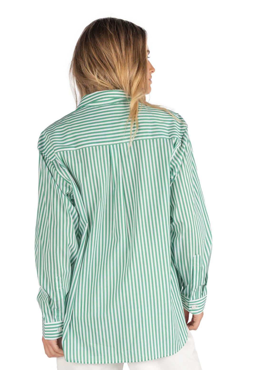 Poppy Green Stripes Oversize Cotton Shirt