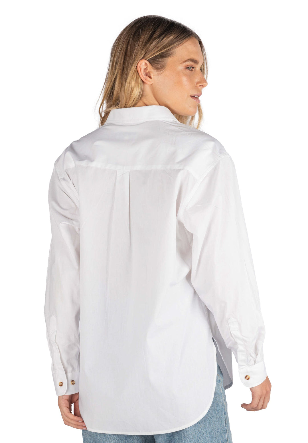 Poppy-Cotton White Oversized Cotton Shirt