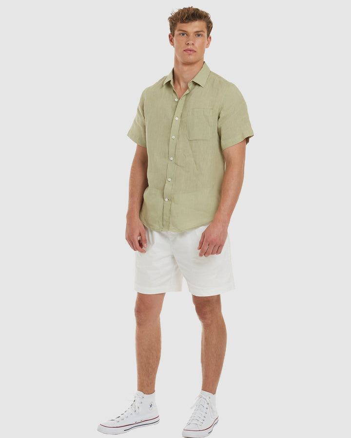 Ravello No Tuck Short Sleeve Safari Linen Shirt - Slim Fit