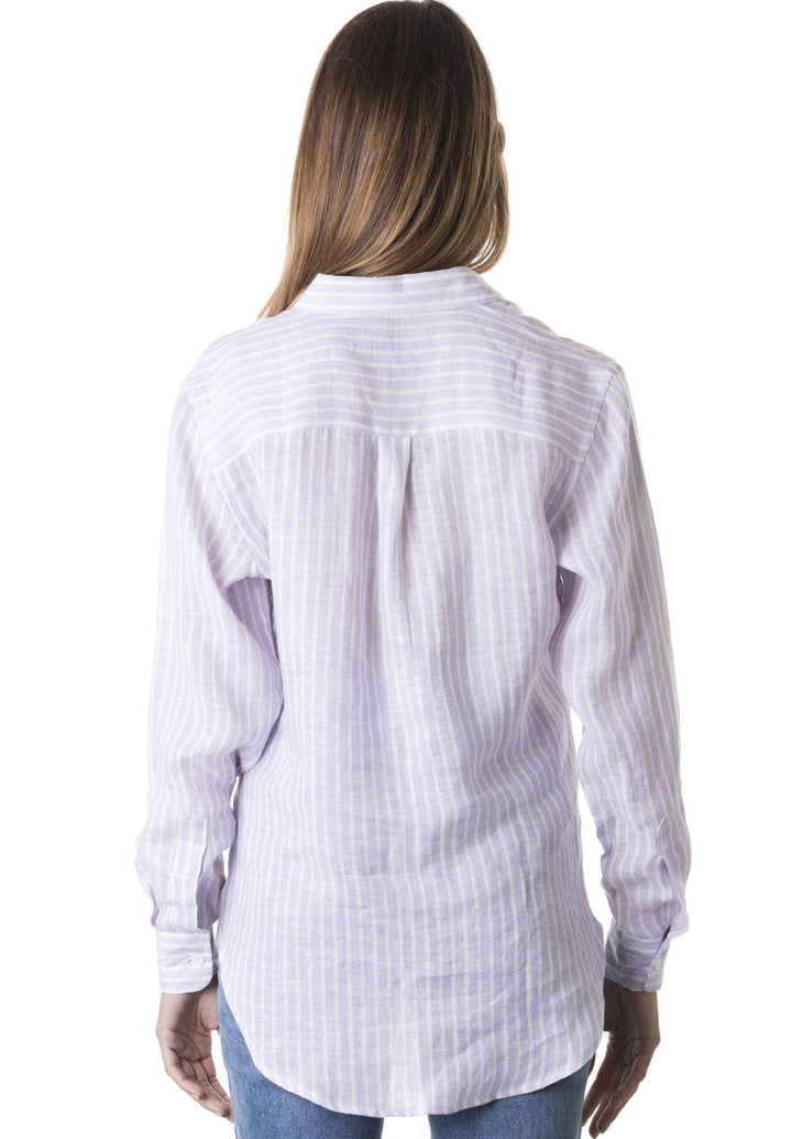 Rina Lilac, Striped Linen Shirt