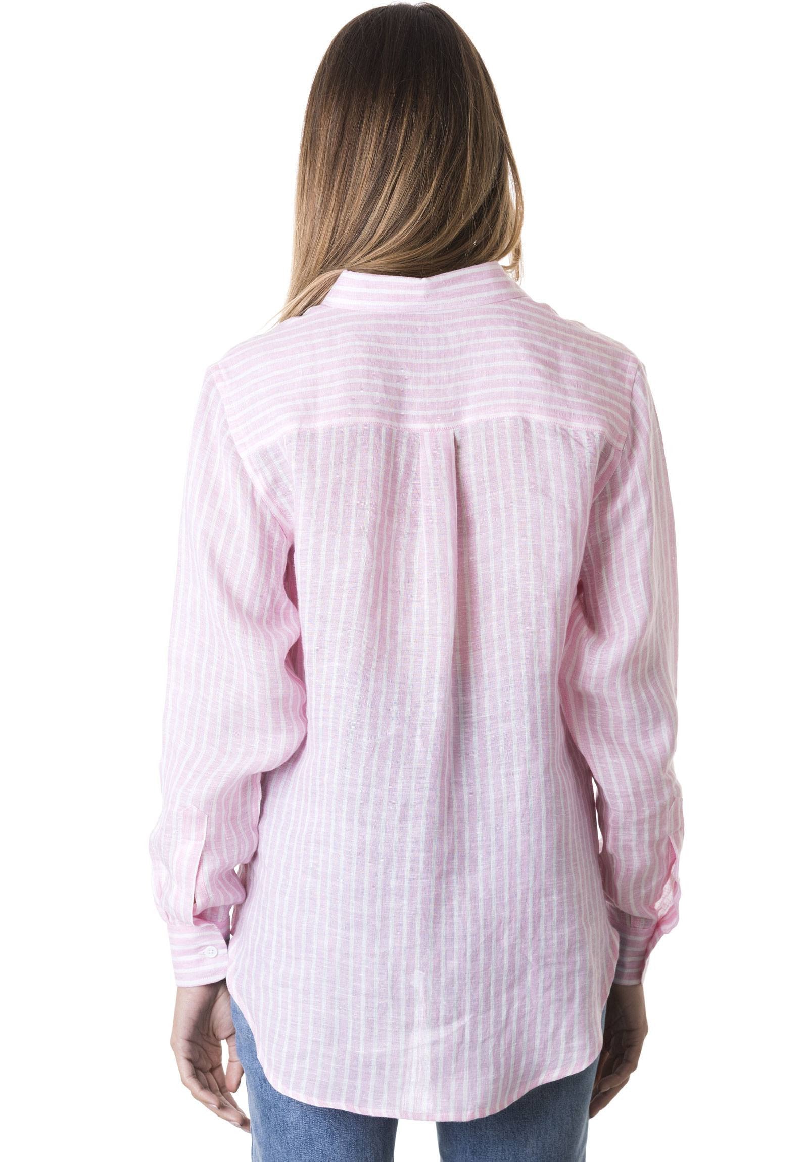 Ladies pink linen shirt cheap