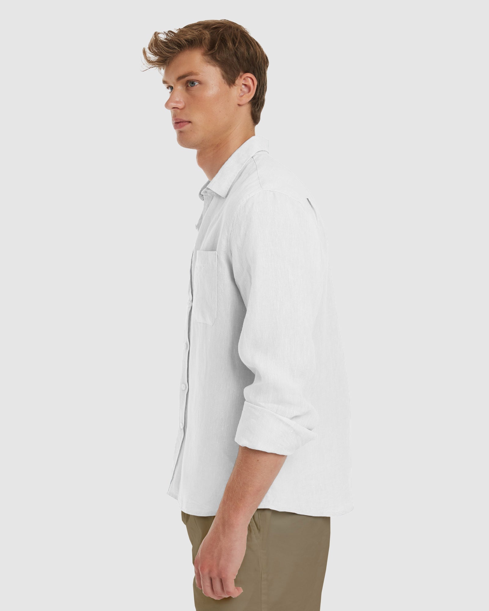 White linen shirt mens slim fit discount