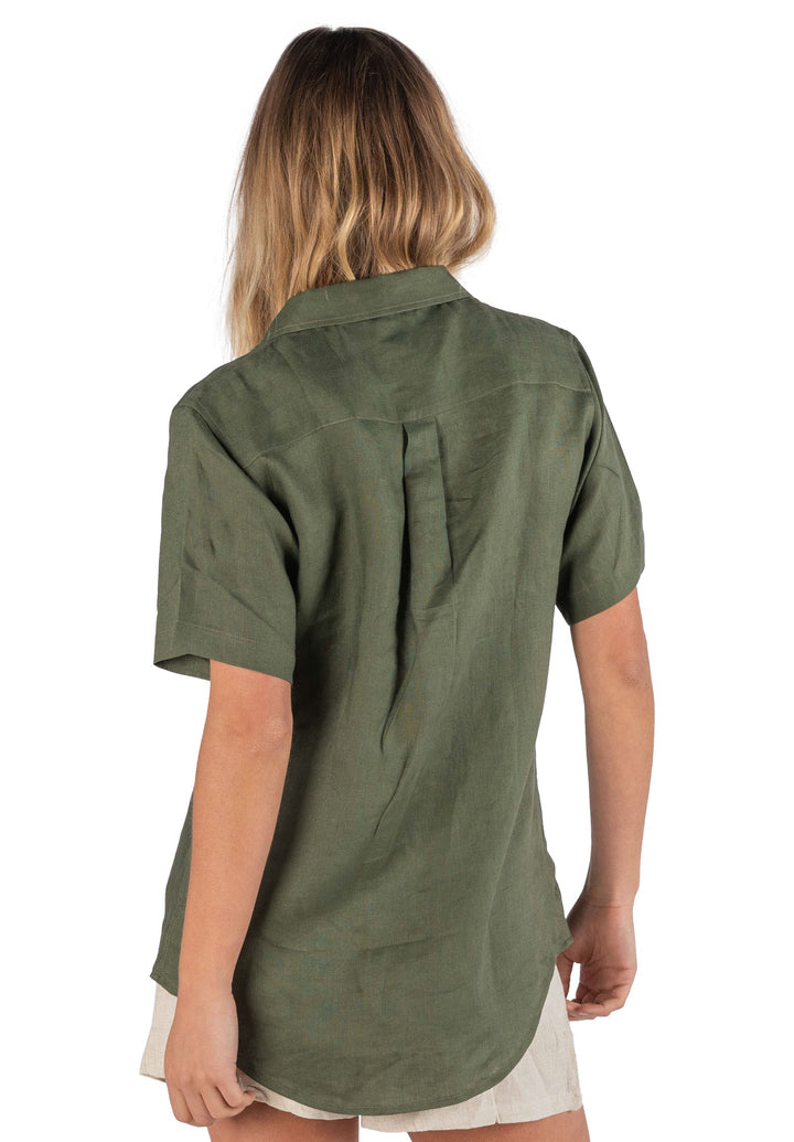 Revere Green Short Sleeve linen shirt