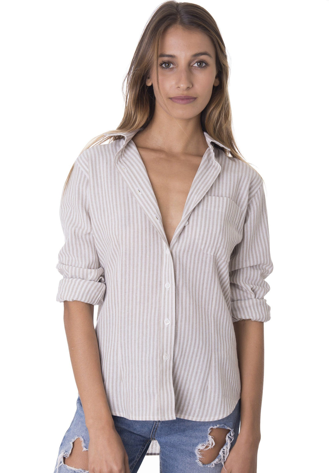 Rina Natural, Pin Striped Linen Shirt