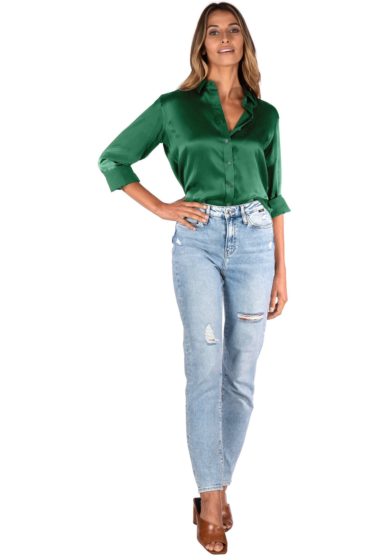 Satin-Silk Emerald Green Classic Fit Charmeuse Silk Shirt camixa.com Satin-Silk Emerald Green Classic Fit Charmeuse Silk Shirt camixa.com