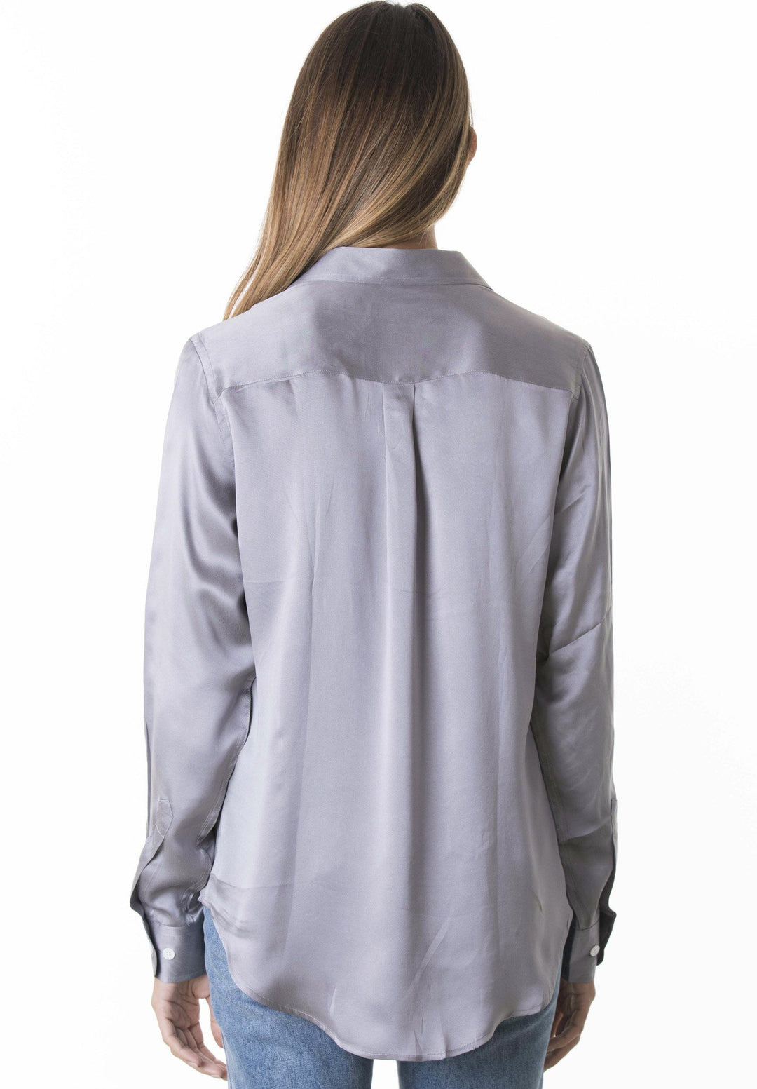 Satin Pearl Grey, Pure Charmeuse Silk Shirt
