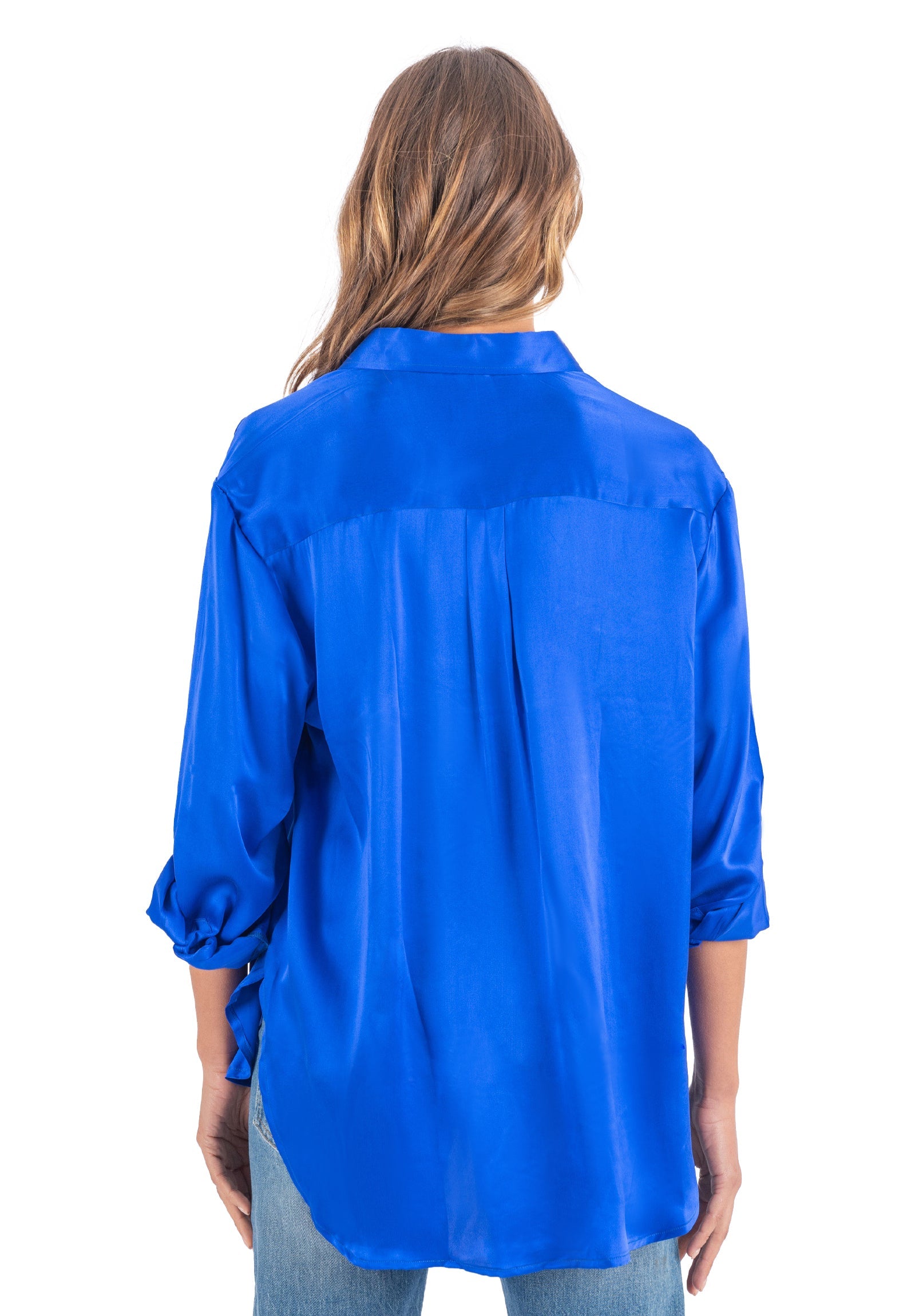 Soie Cobalt Blue Oversized 100% Silk Shirt – camixa.com
