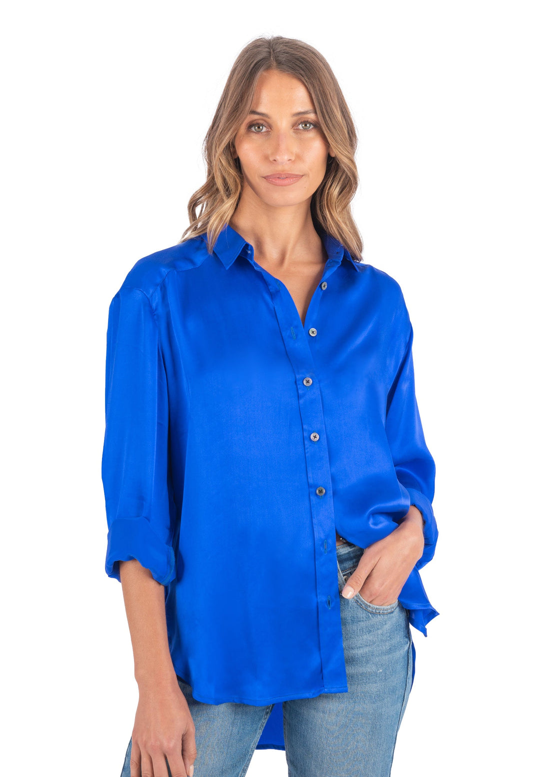 Royal Button Up Women's Blue Shirt Womens Fitted Shirt Soie Cobalt Blue Oversized 100% Silk Shirt Royal Button Up Women's Blue Shirt Womens Fitted Shirt Soie Cobalt Blue Oversized 100% Silk Shirt
