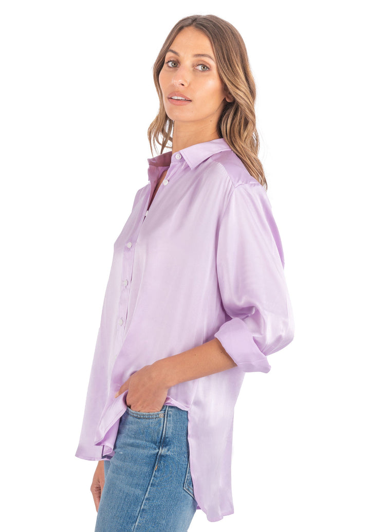 Soie Lilac Oversized 100% Silk Shirt