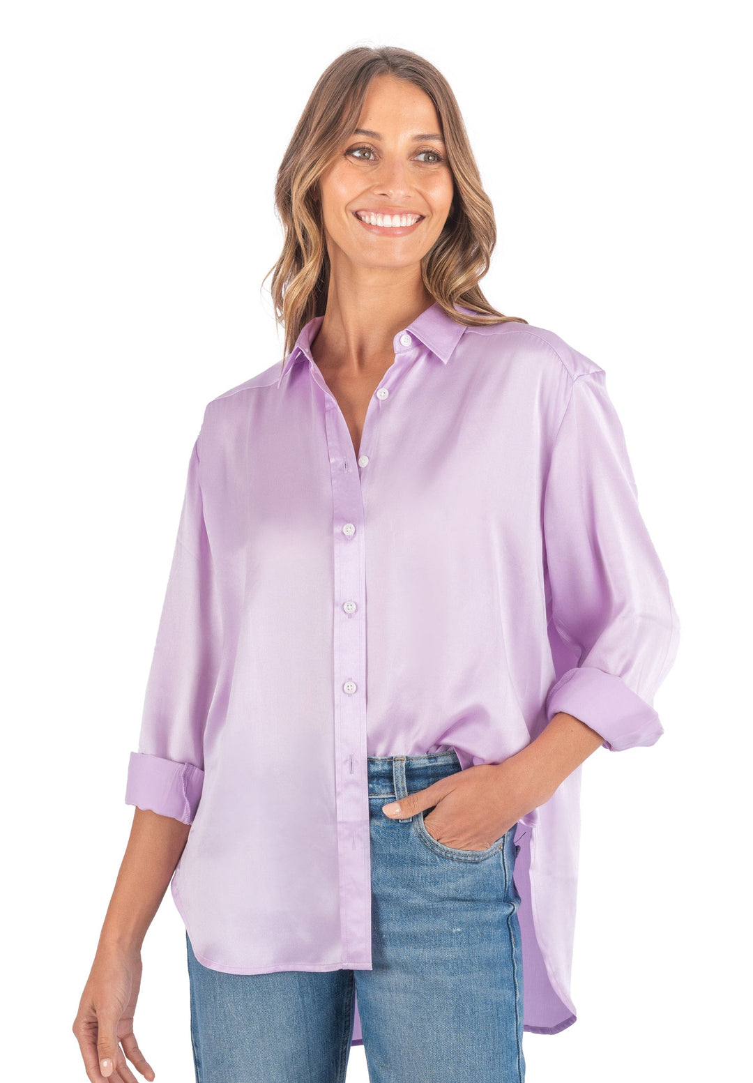 Soie Lilac Oversized Shirt 100% Silk Shirt