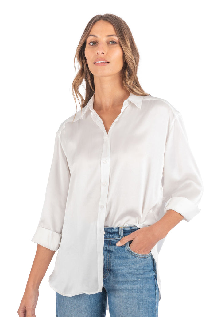 Soie White Oversized 100% Silk Shirt