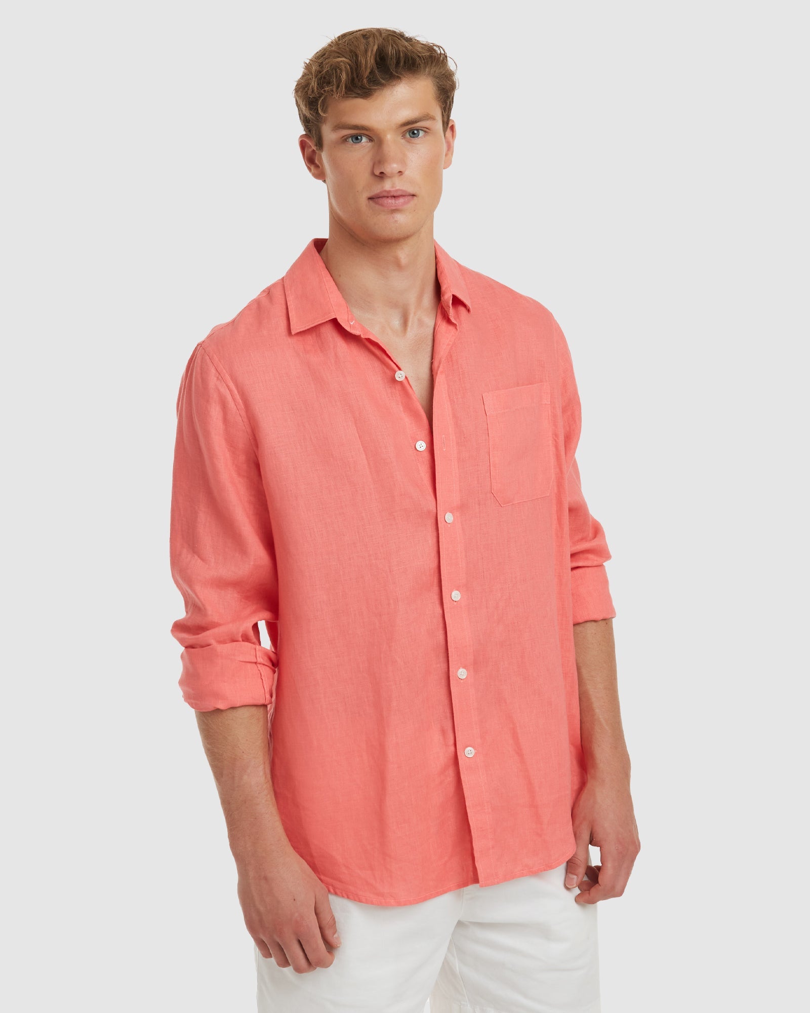Tulum Coral LS Linen Shirt Slim Fit