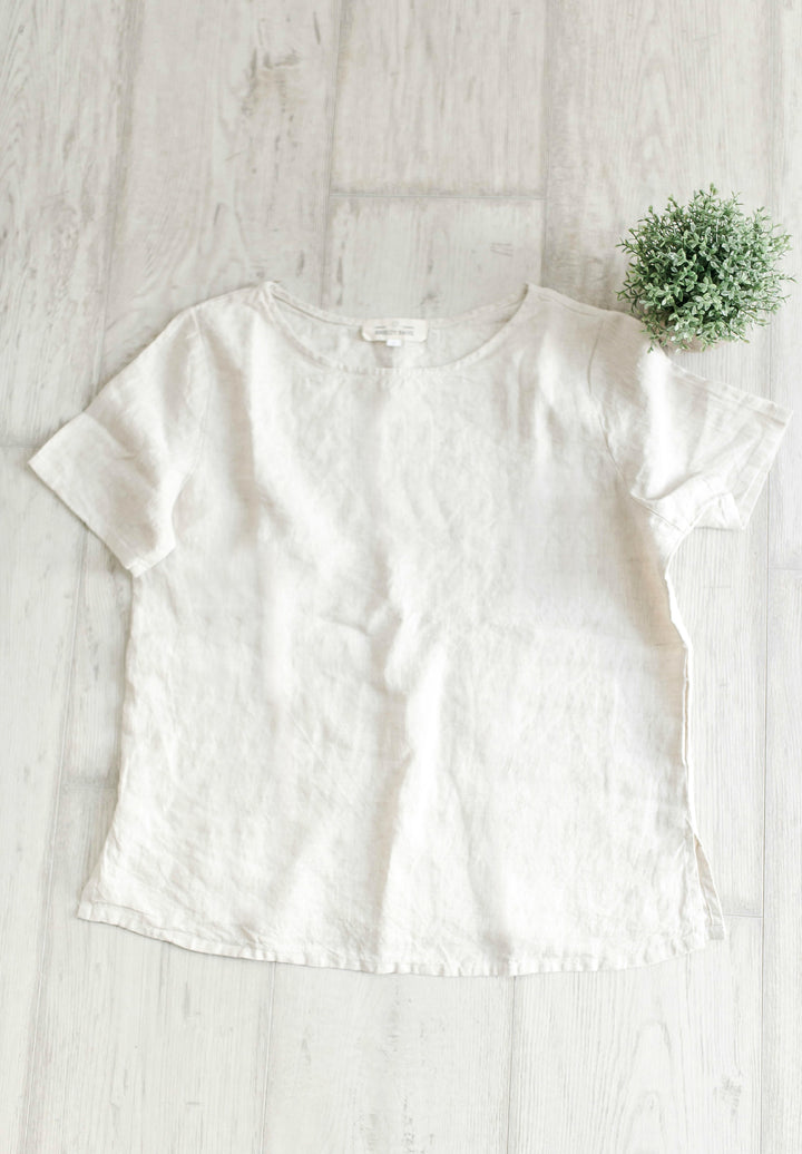 Teena-Linen White Linen T-Shirt