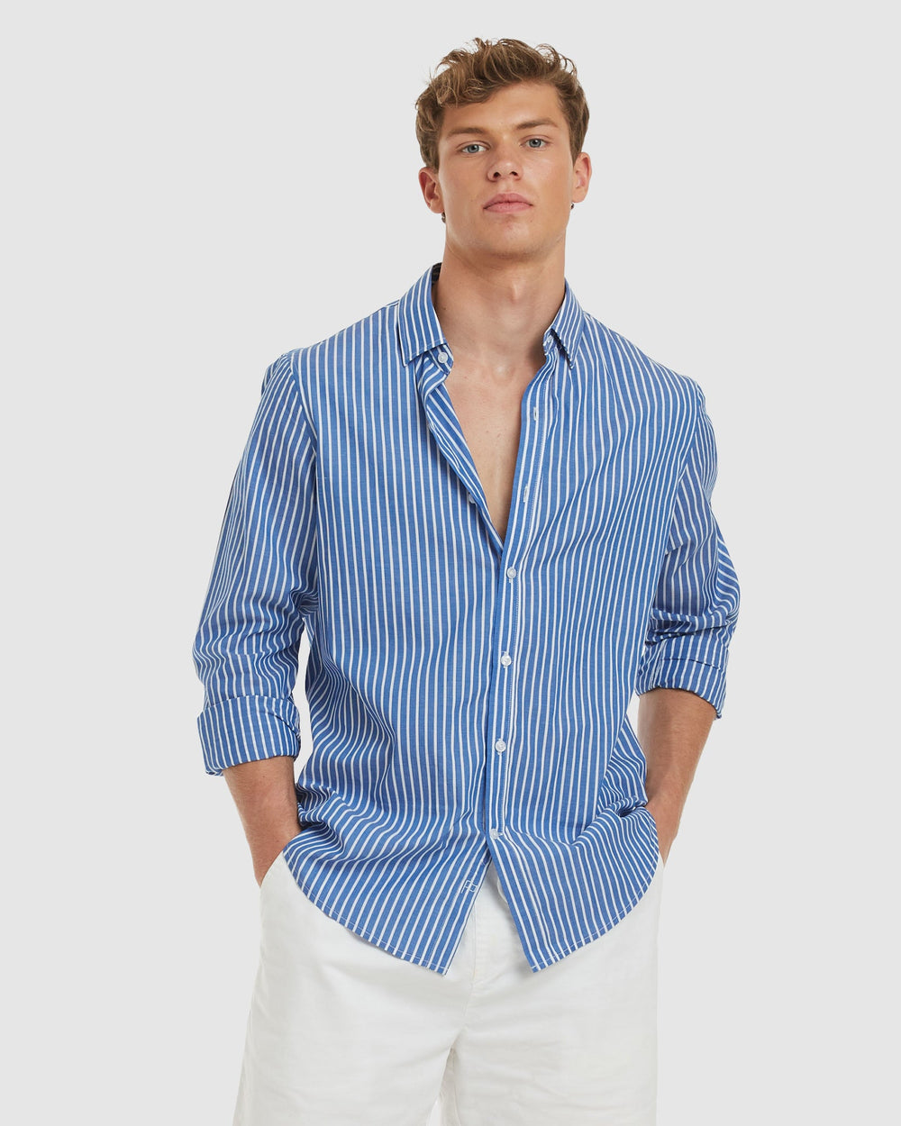 Vegas-Casual Blue Stripes Cotton Shirt camixa.com Vegas-Casual Blue Stripes Cotton Shirt camixa.com