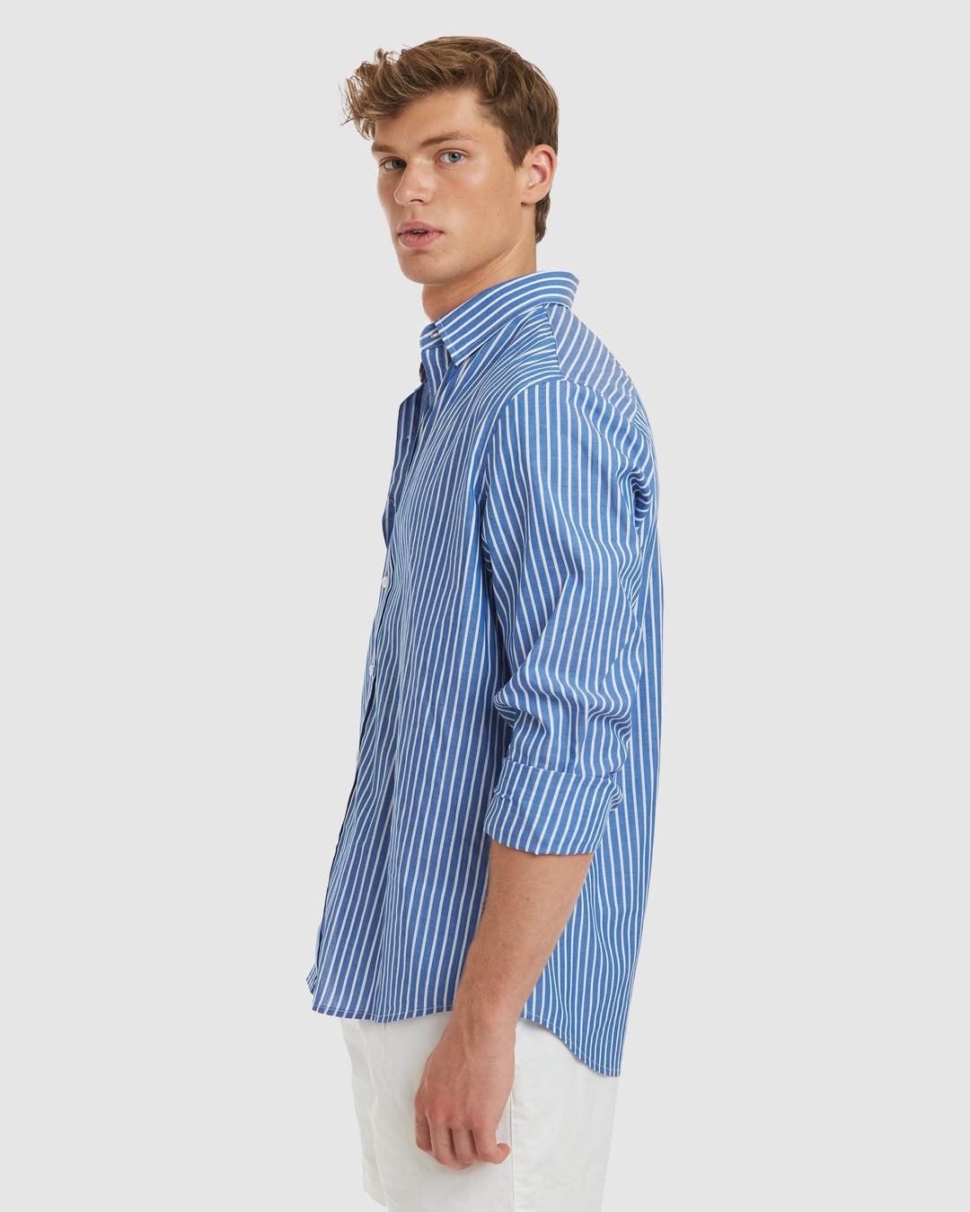 Vegas Blue Stripes Cotton Shirt  - Casual Fit
